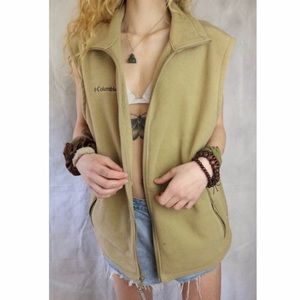 LIKE NEW Columbia Tan Fleece Zipper Vest Cardigan